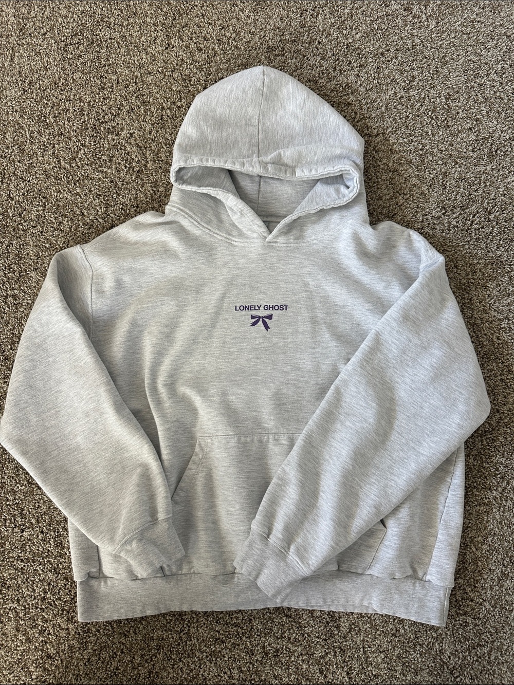 LONELY GHOST Light Gray Bow Hoodie